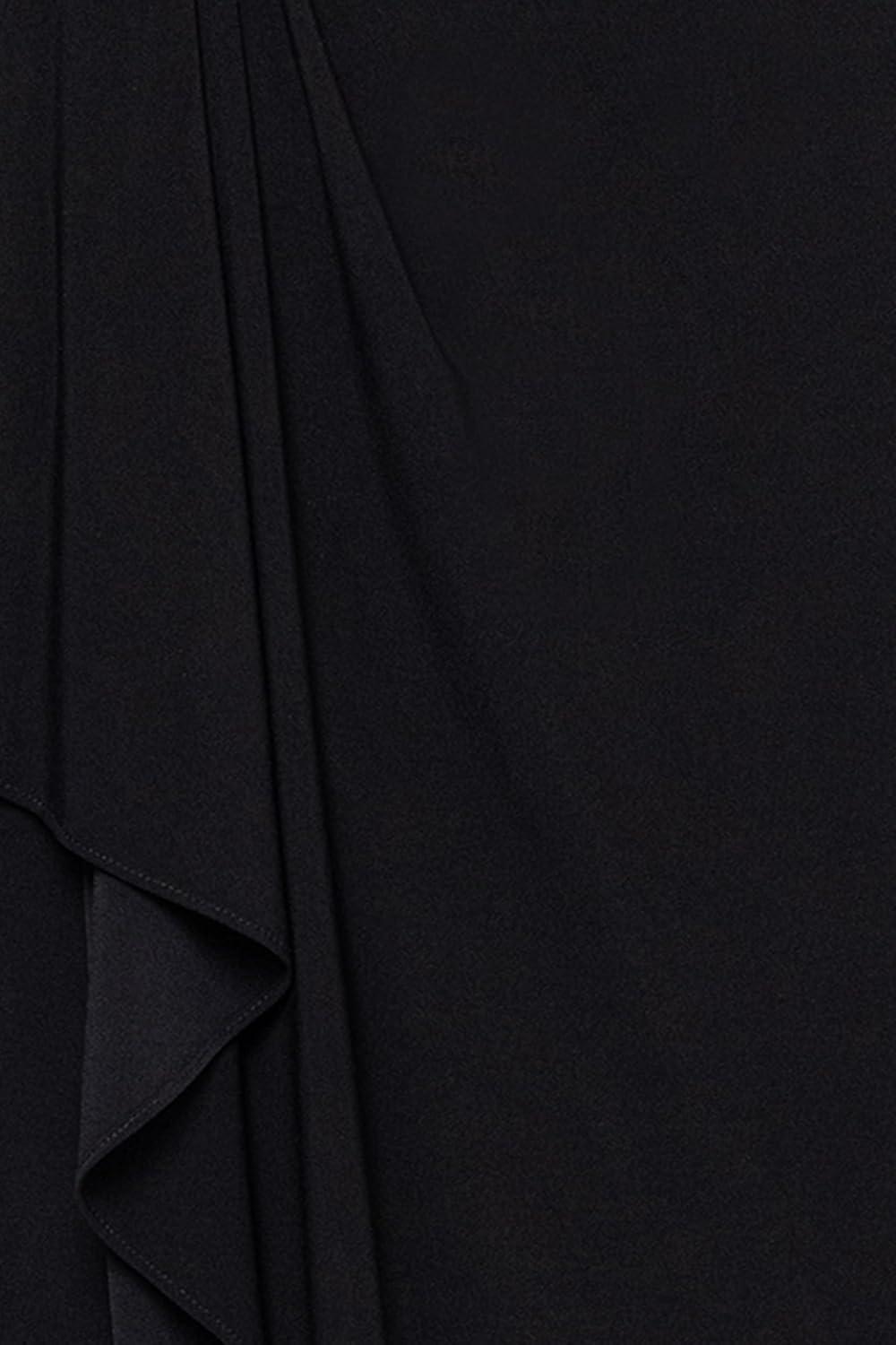 imageXscape Womens Jersey Knit VNeck Draped Long Sleeve Floor Length DressBlack