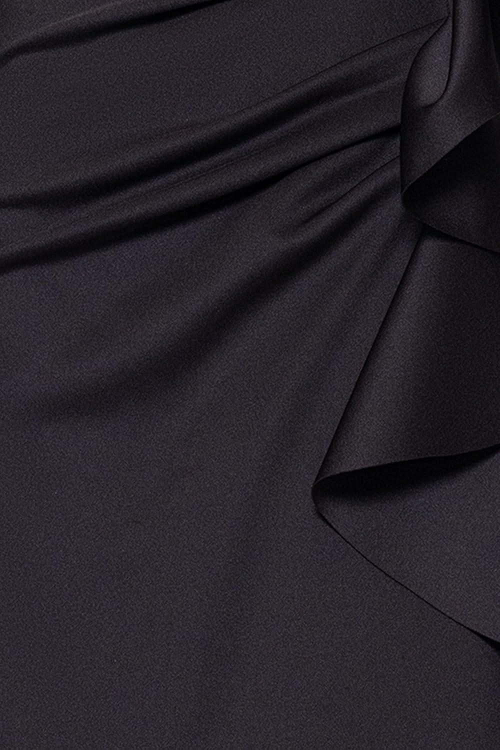 imageXscape Womens Long Off Shoulder Sweetheart Neck Side Ruffle Gown Reg and PetiteBlack