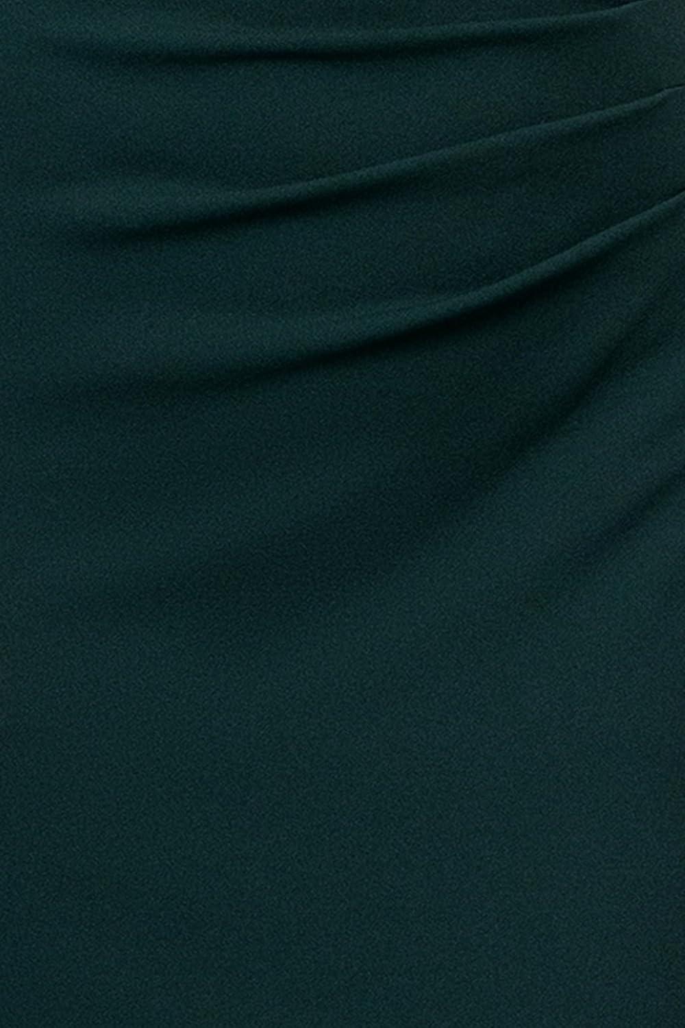 imageXscape Womens Scuba Crepe Short Sleeve Off The Shoulder Ruched Floor Length DressPine