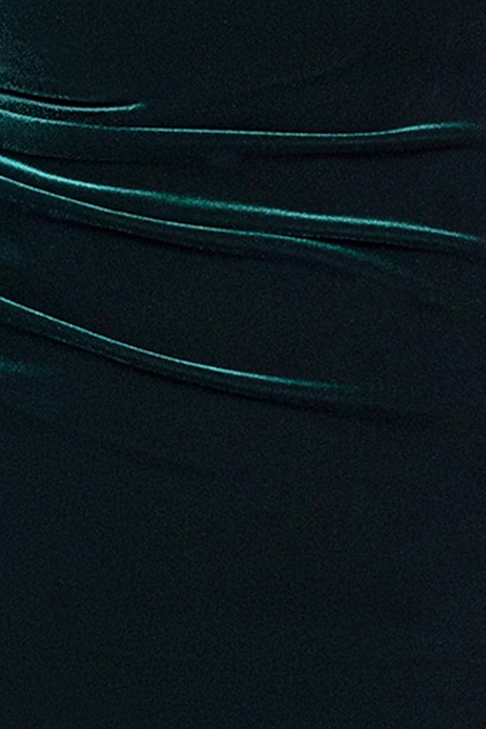 imageXscape Womens Velvet Off The Shoulder Notch Neck Ruched Knee Length DressHunter