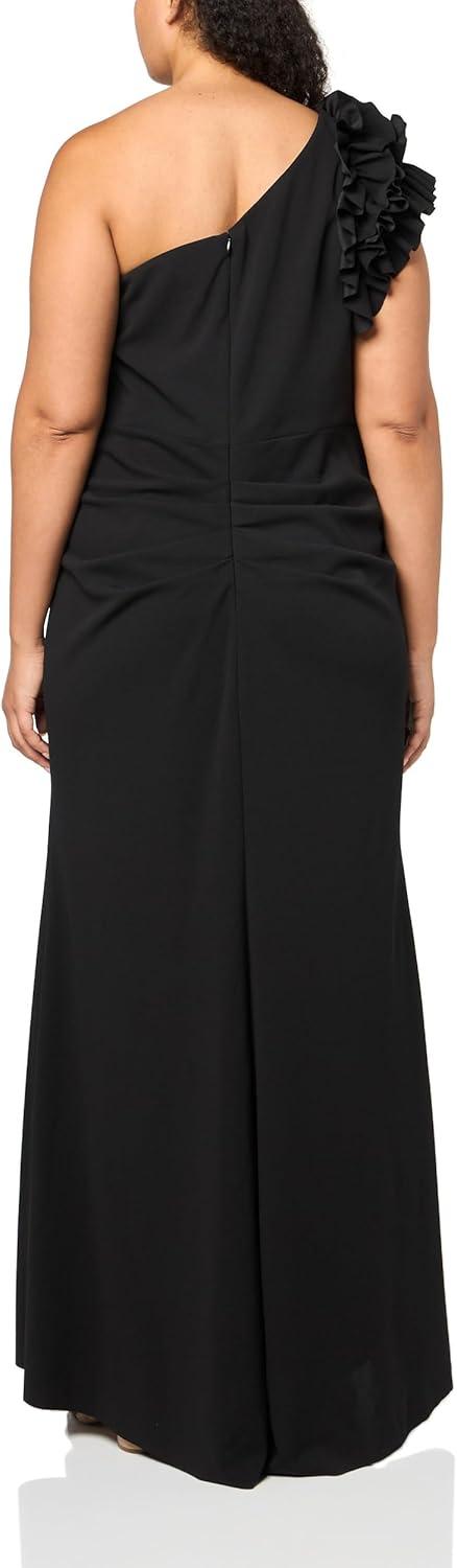 imageXscape Womens Long One Shoulder Ruffle Scuba Crepe Maxi DressBlack