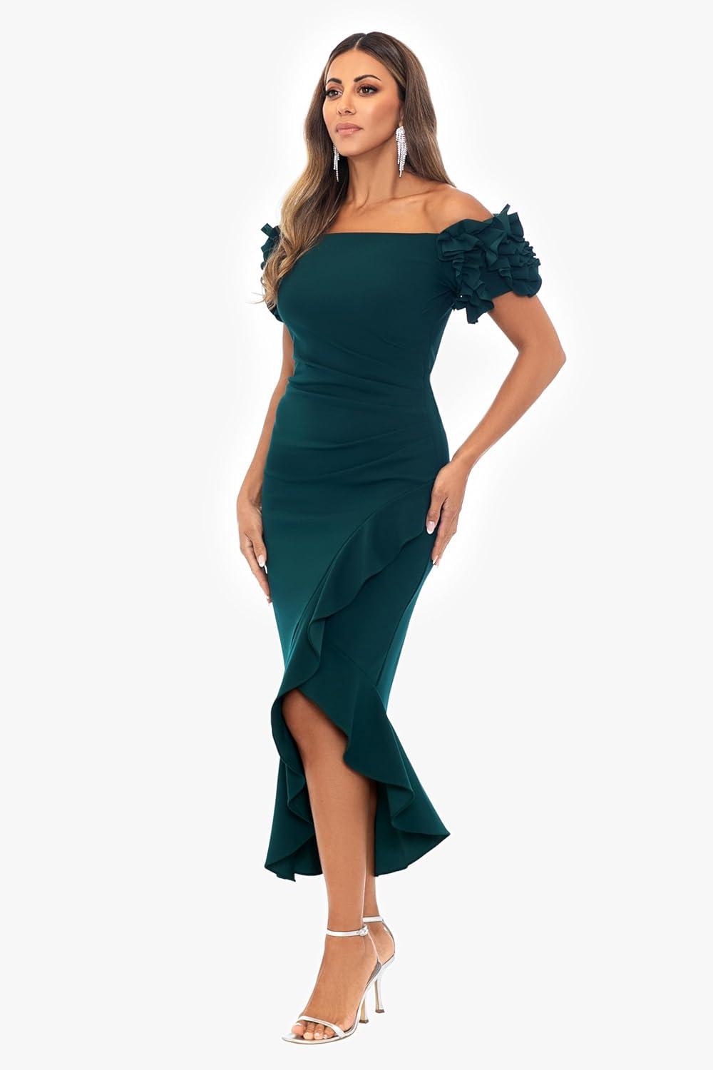 imageXscape Womens Off The Shoulder Ruffle Sleeve Midi Dress Standard ampamp PetitePine