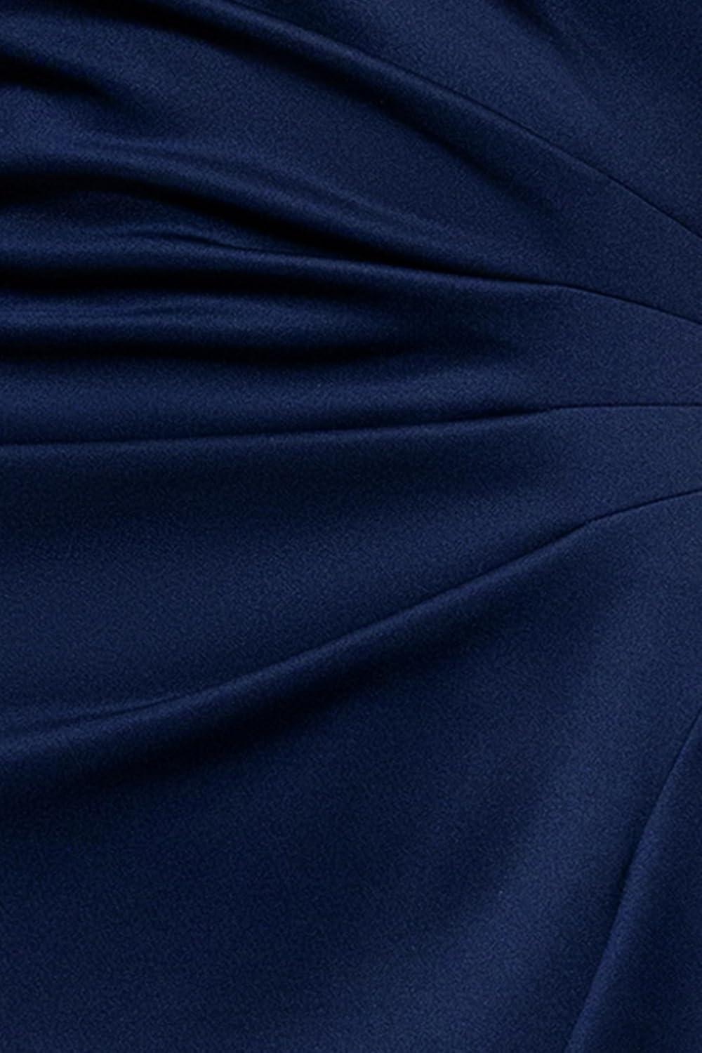 imageXscape Womens OneShoulder Gown with Cascading Ruffle Detail and Ruched WaistMidnight