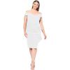 imageXscape Womens Plus Short Scuba OffTheShoulder Ruffle Midi Dress with Center Back Zipper Ivory 14W
