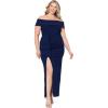 imageXscape Womens Plus Size Long Off The Shoulder Scuba Crepe Dress Navy 14W