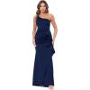 imageXscape Womens Long One Shoulder Scuba Side Ruffle Dress Midnight 4