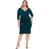 imageXscape Womens Plus Size Midi VNeck 34 Sleeve Side Ruched Dress Hunter 22W