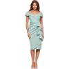 imageXscape Womens Short Scuba OffTheShoulder Ruffle Midi Dress with Center Back Zipper Sage 16