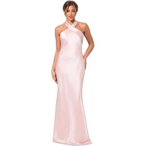 Xscape Womens Xscape Women’ssoutache Lace V-Neck Off The Shoulder Floor Length Dress(Rose/Gold)
