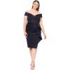 imageXscape Womens Plus Short Scuba OffTheShoulder Ruffle Midi Dress with Center Back Zipper Black 14W