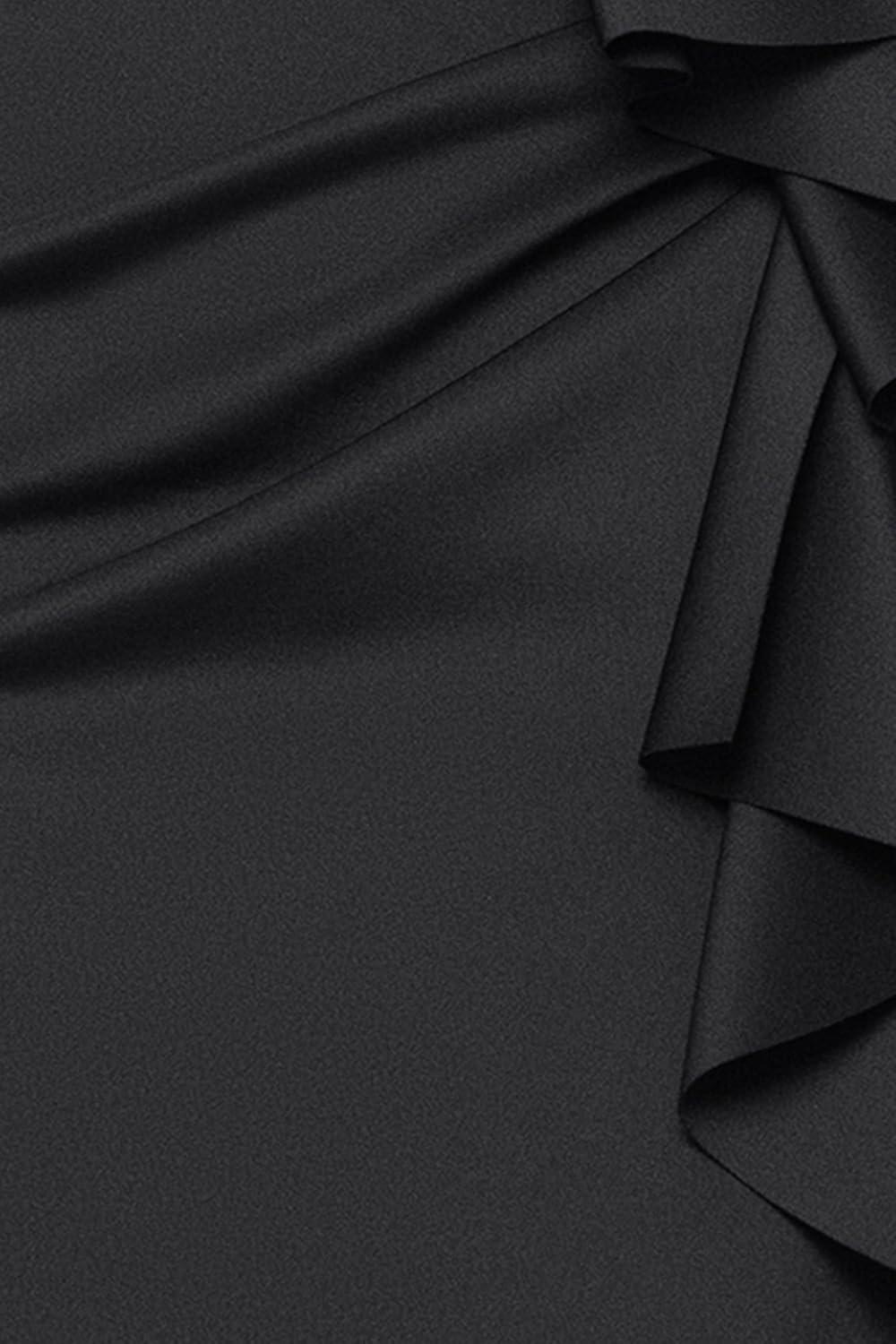 image:imageXscape Womens Techno Scuba Illusion Neck Mesh Sleeve Ruched Midi DressBlack