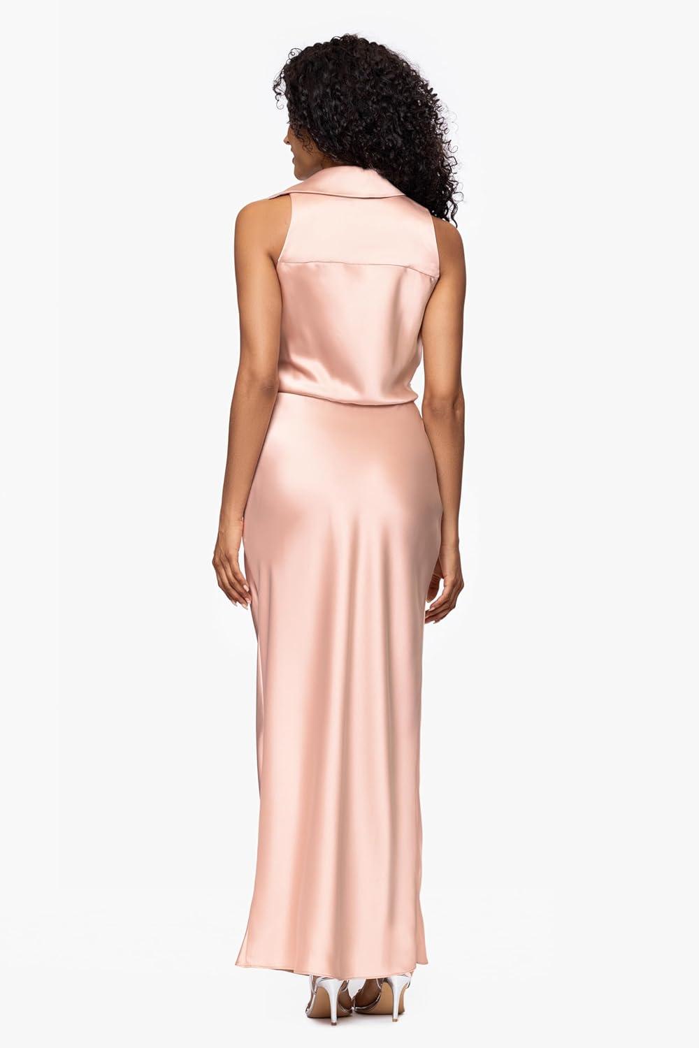 image:imageXscape Womens Long Satin Collared Top DressRoseGold