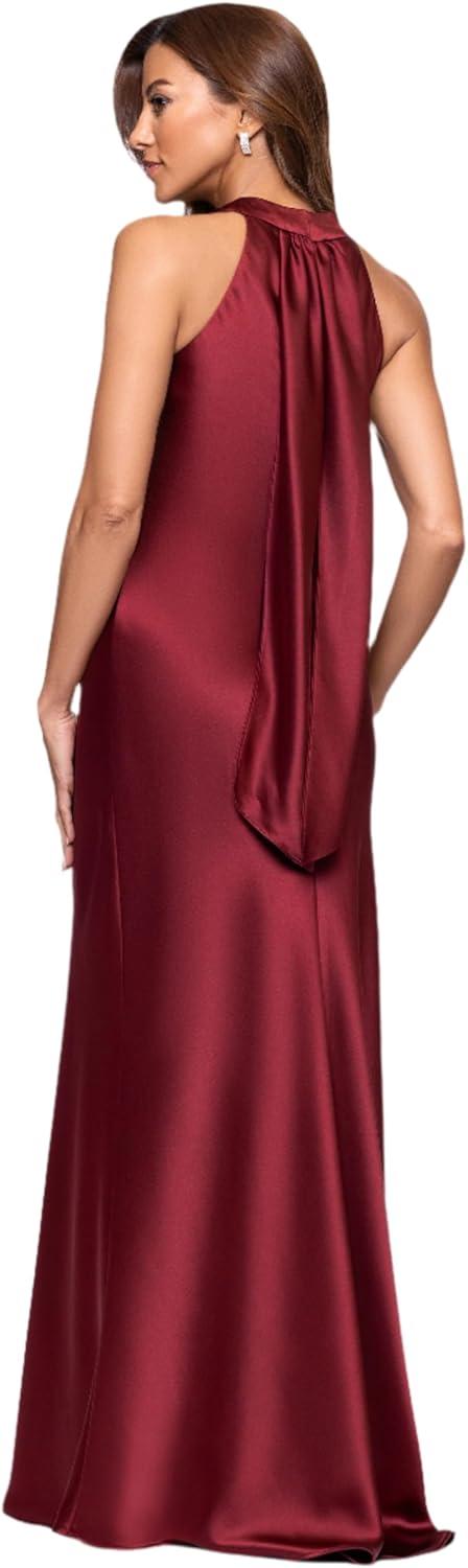 image:imageXscape Womens Satin Halter Sleeveless Floor Length DressWine