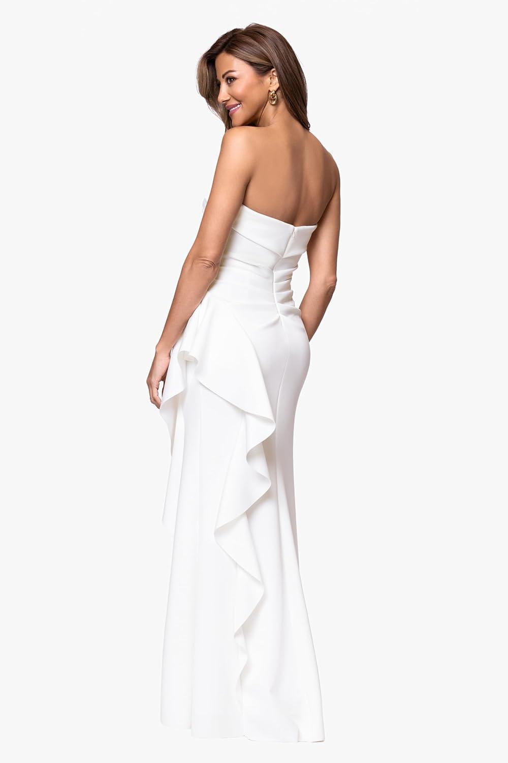 image:imageXscape Womens Techno Scuba Strapless Floor Length DressIvory