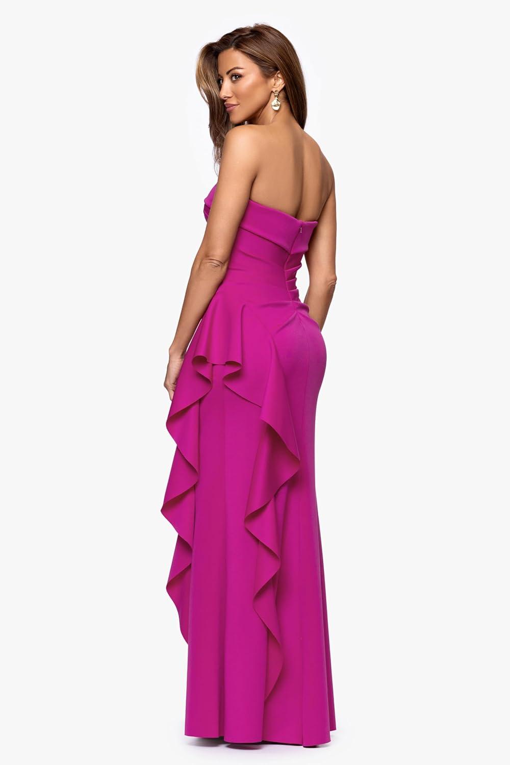 image:imageXscape Womens Techno Scuba Strapless Floor Length DressOrchid