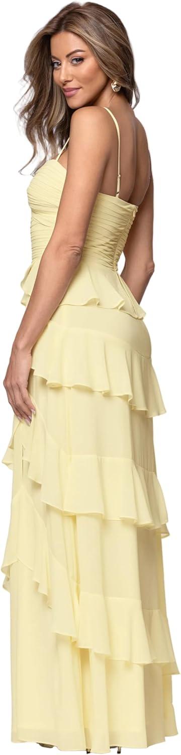 image:imageXscape Womens Chiffon Sweetheart Spaghetti Strap Floor Length DressButter