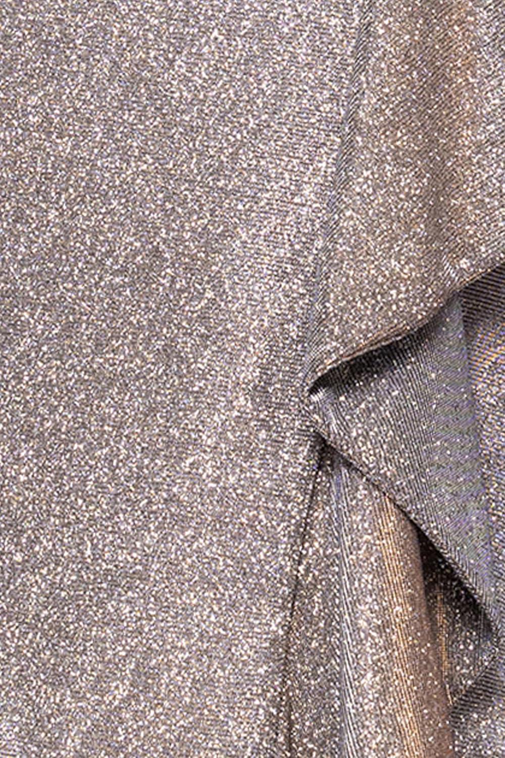 image:imageXscape Womens Glitter One Shoulder Ruffle Floor Length DressSand