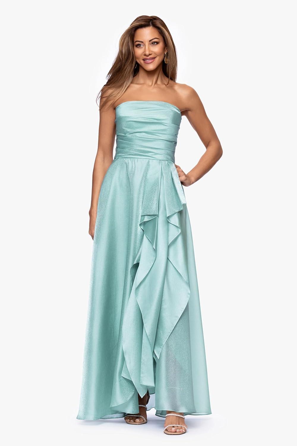 image:imageXscape Womens Organza Strapless Floor Length DressSeafoam