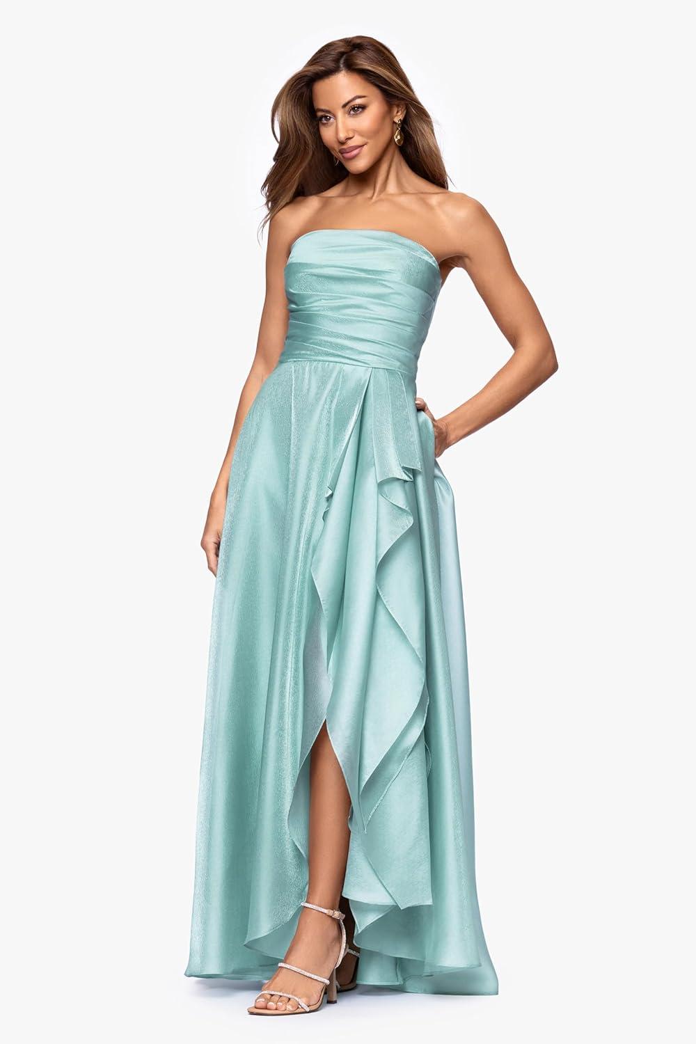 image:imageXscape Womens Organza Strapless Floor Length DressSeafoam
