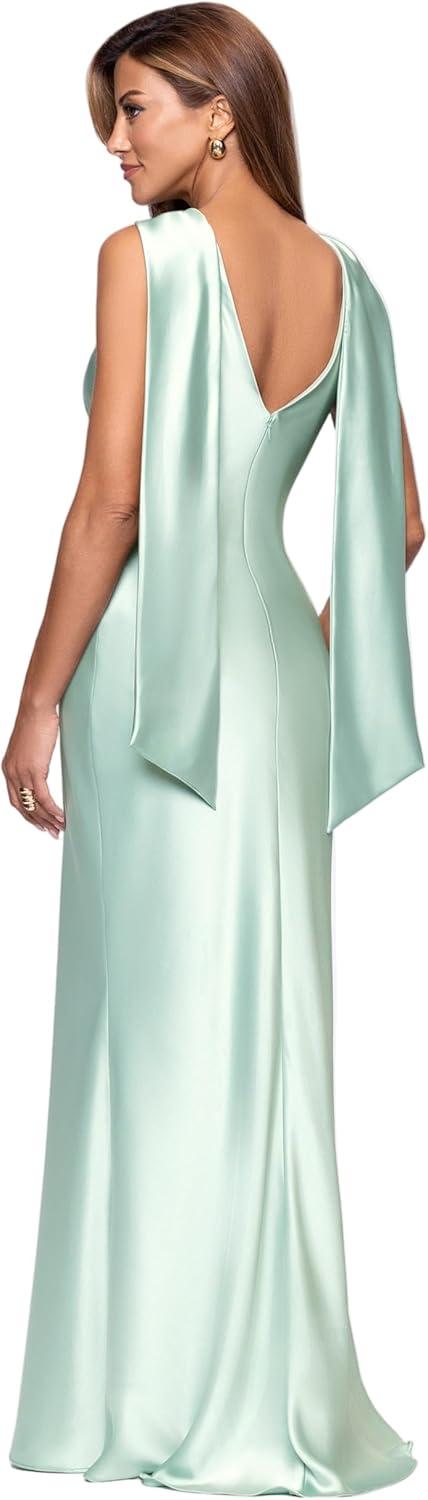 image:imageXscape Womens Satin Mock Neck Sleeveless Floor Length DressSage