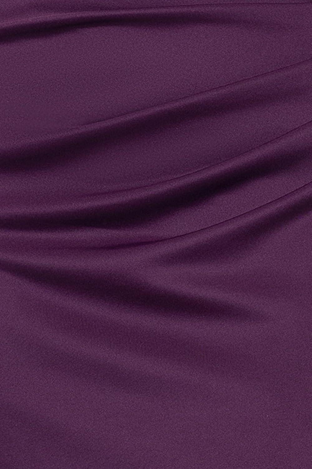 image:imageXscape Womens Scuba Off The Shoulder Ruched Slit Floor Length Dress PlusPlum