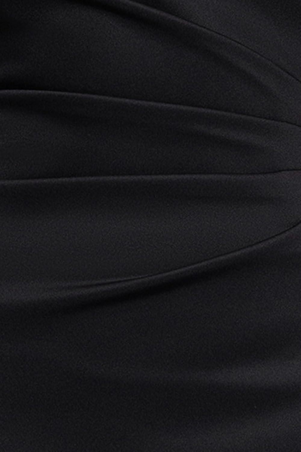 image:imageXscape Womens Techno Scuba Asymmetric Neck Mesh Sleeve Floor Length Dress PetiteBlack