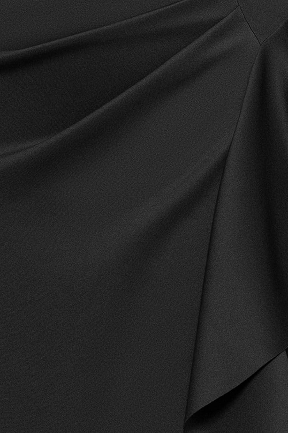 image:imageXscape Womens Techno Scuba VNeck Three Quarter Sleeve Floor Length Dress PlusBlack