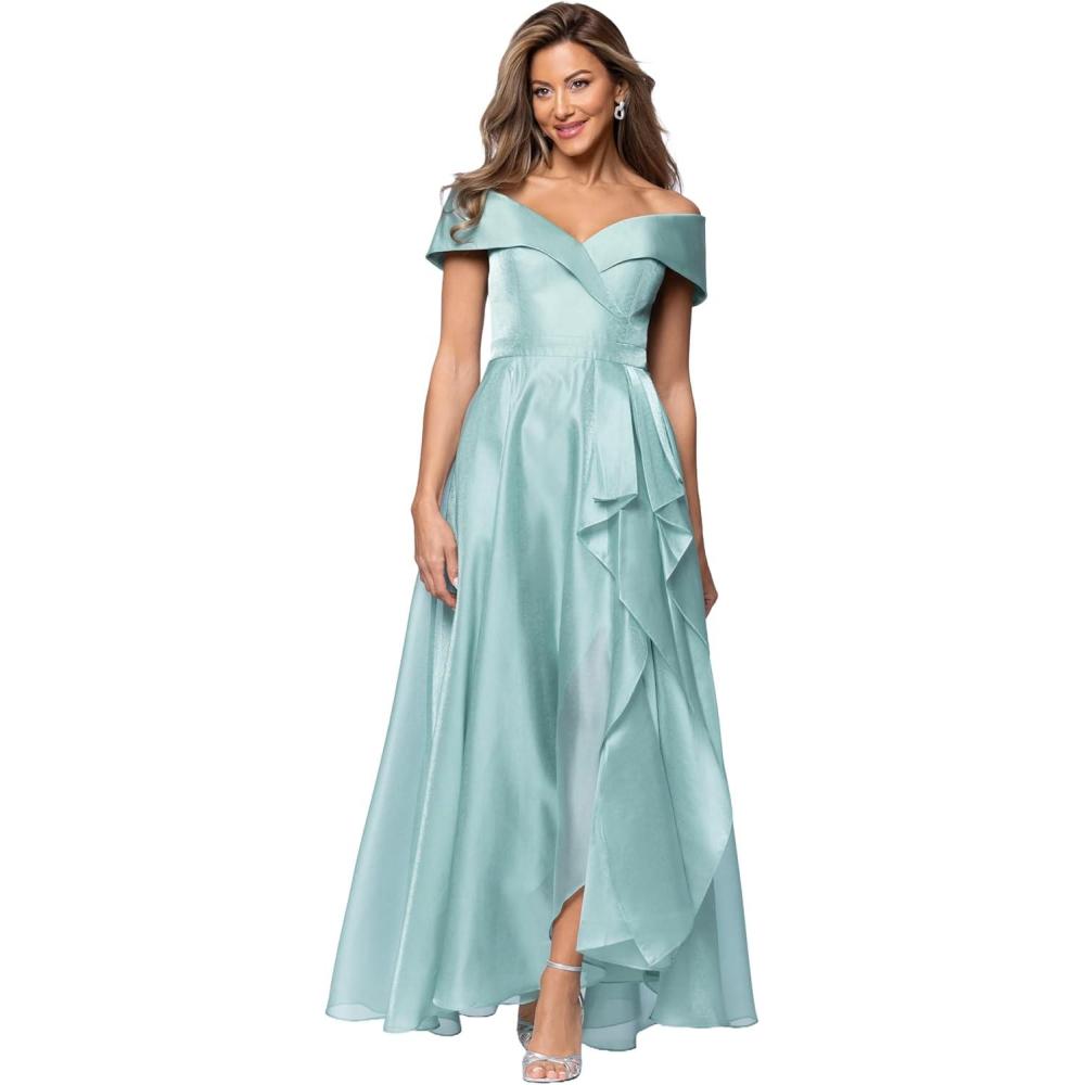 image:imageXscape Womens Organza Off The Shoulder Floor Length DressSea Foam