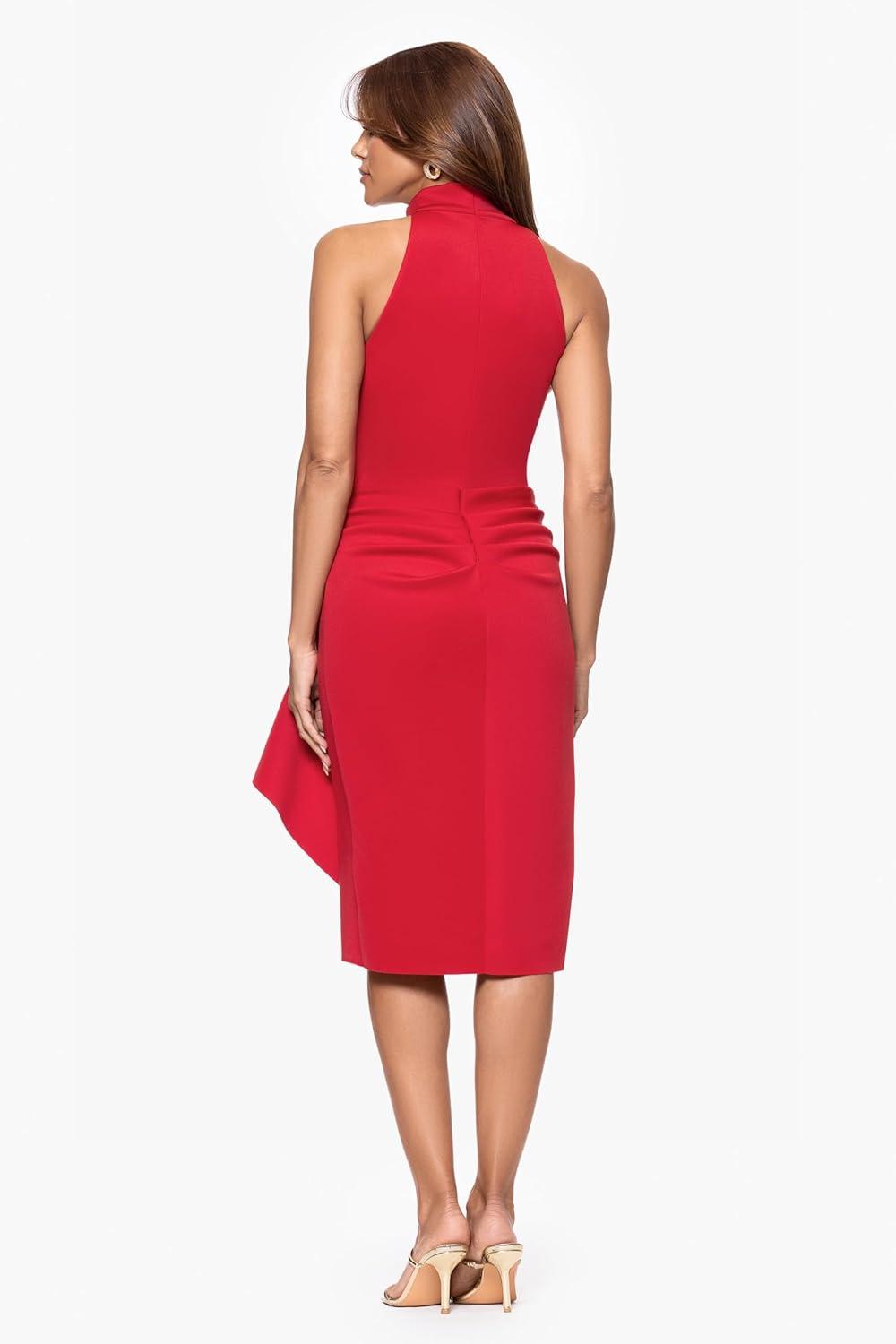 image:imageXscape Womens Betsy amp Adam Womens Galaxy Knit Cowl Neck Drape Sleeve Floor Length DressRed