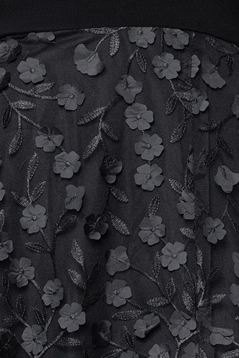 image:imageXscape Womens Jersey Knit Long Sleeve VNeck Floral Skirted GownBlack