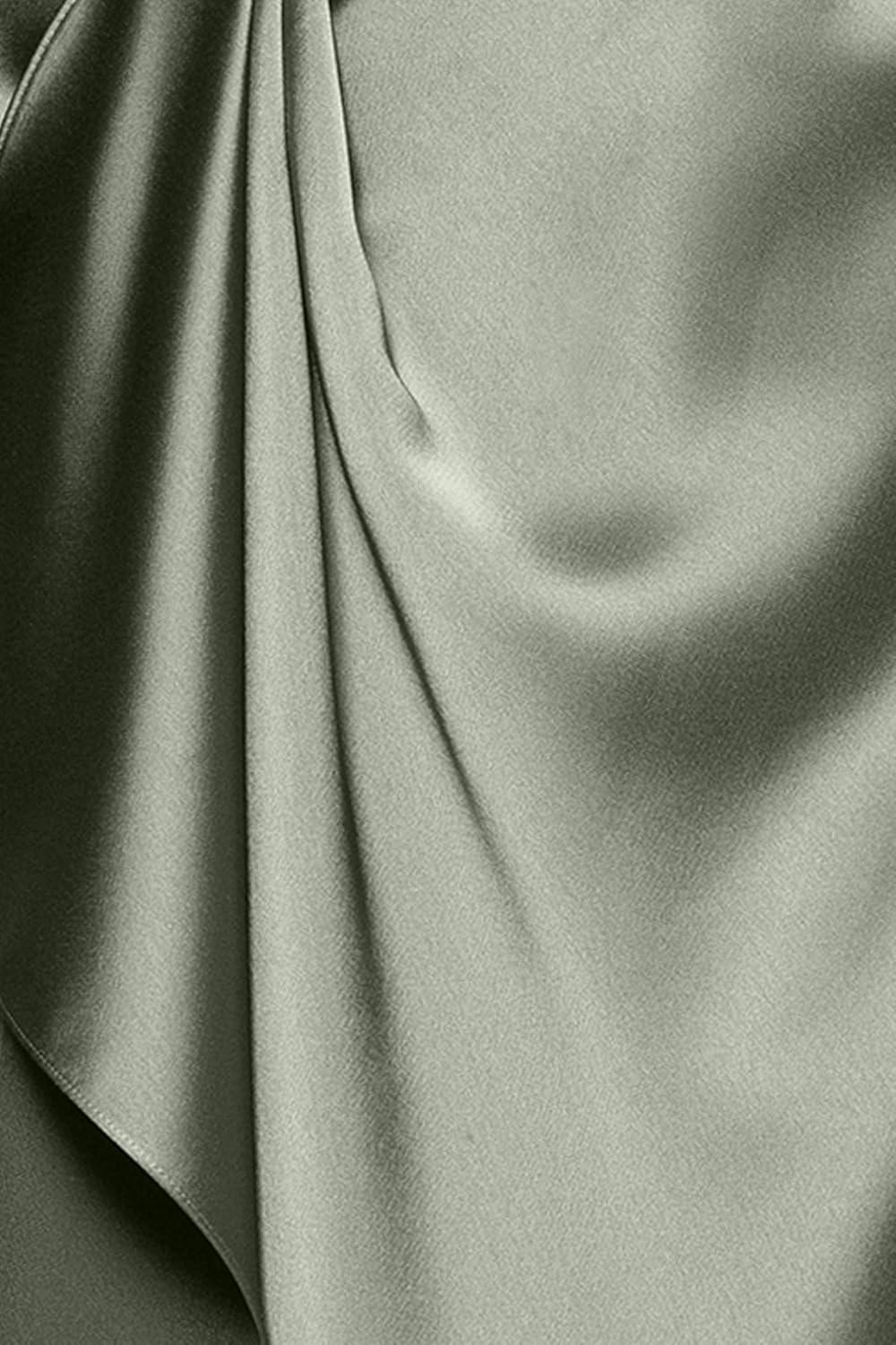 image:imageXscape Womens Long Satin Long Sleeve CollaredOlive