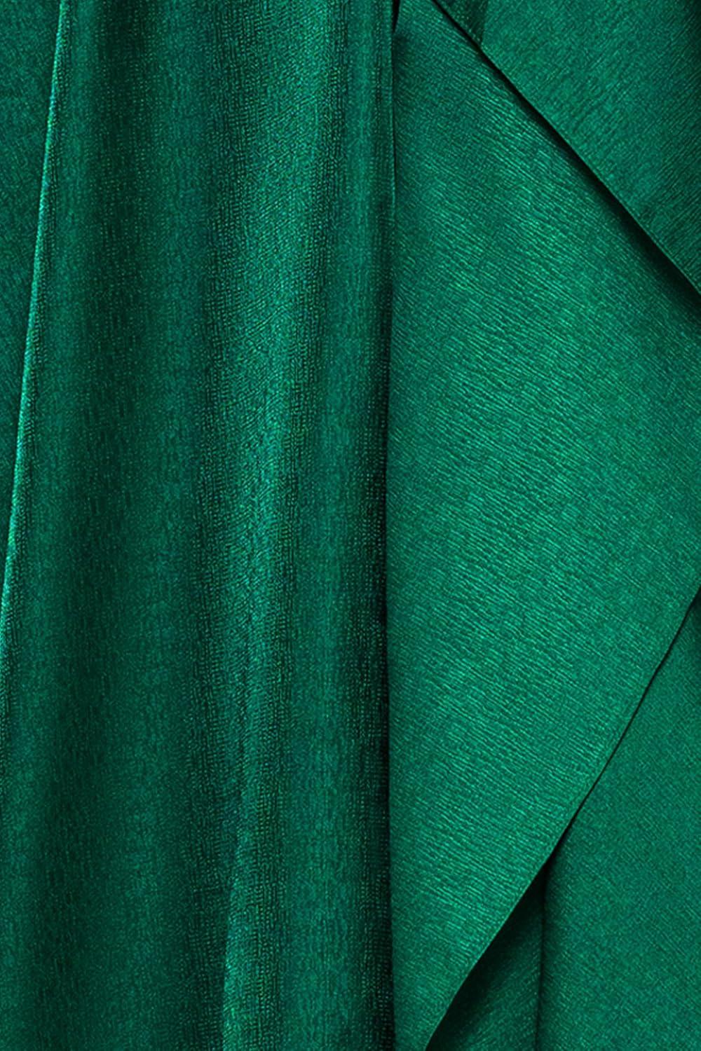 image:imageXscape Womens Organza Off The Shoulder Ruffle Draped Aline Floor Length DressGreen
