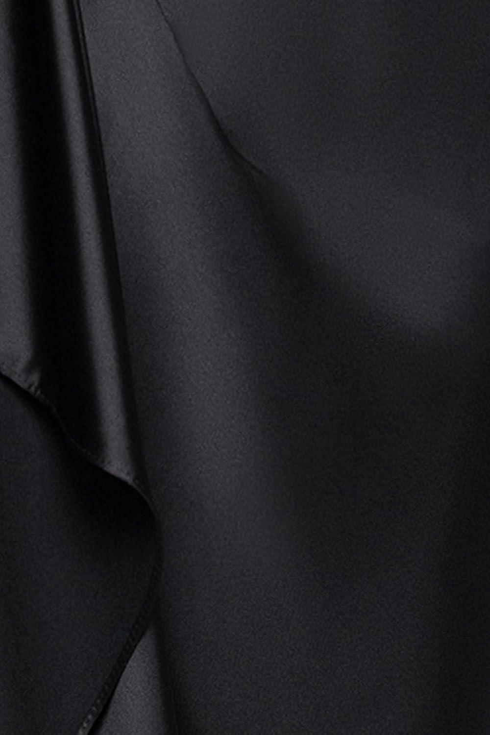 image:imageXscape Womens Satin Drop Shoulder Long Sleeve Ruffle Floor Length DressBlack