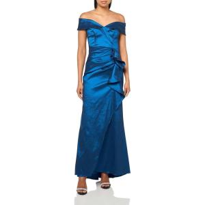 Xscape Women’s Betsy & Adam Women’s Scuba Crepe Sleeveless V-Neck Ruffle Hem High Low Dress(Sapphire)