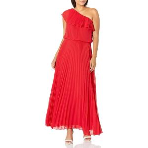 Xscape Women’s Long One Shoulder Dress(G. Red)