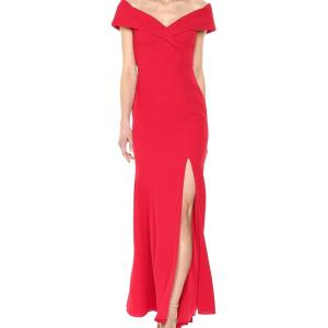 Xscape Women’s Women’s Off the Sholder Crepe Dress(Red)