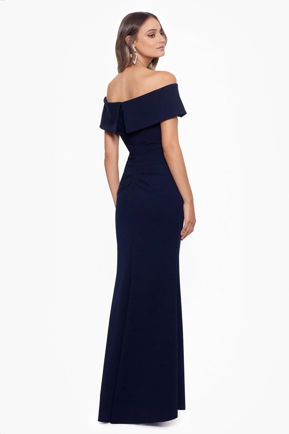 image:imageXscape Womens Xscape Womens FloorLength OffTheShoulder with Draped Detail and Fitted SilhouetteNavy