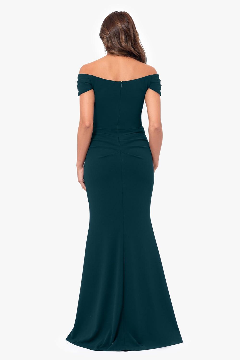 image:imageXscape Womens Xscape Womens OffTheShoulder Gown with Pleated Bodice Draped Detail and Fitted SilhouettePine