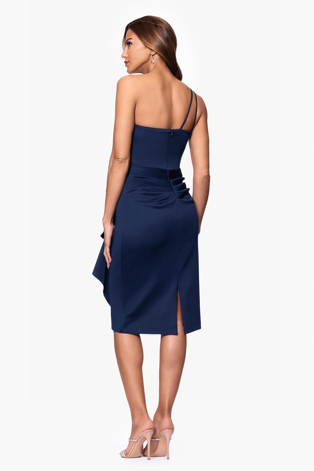 image:imageXscape Womens Xscape Womens Scuba Crepe Halter Neck Ruffle Knee Length DressBlack