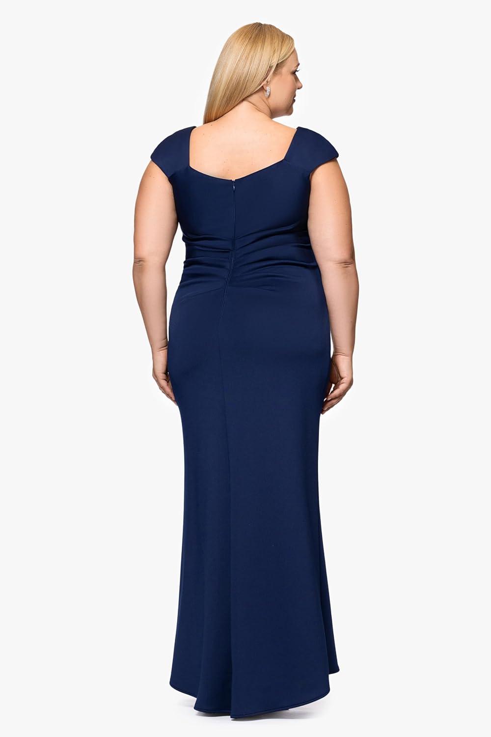 image:imageXscape Womens Xscape Womens Scuba Crepe Halter Neck Ruffle Knee Length DressPlum