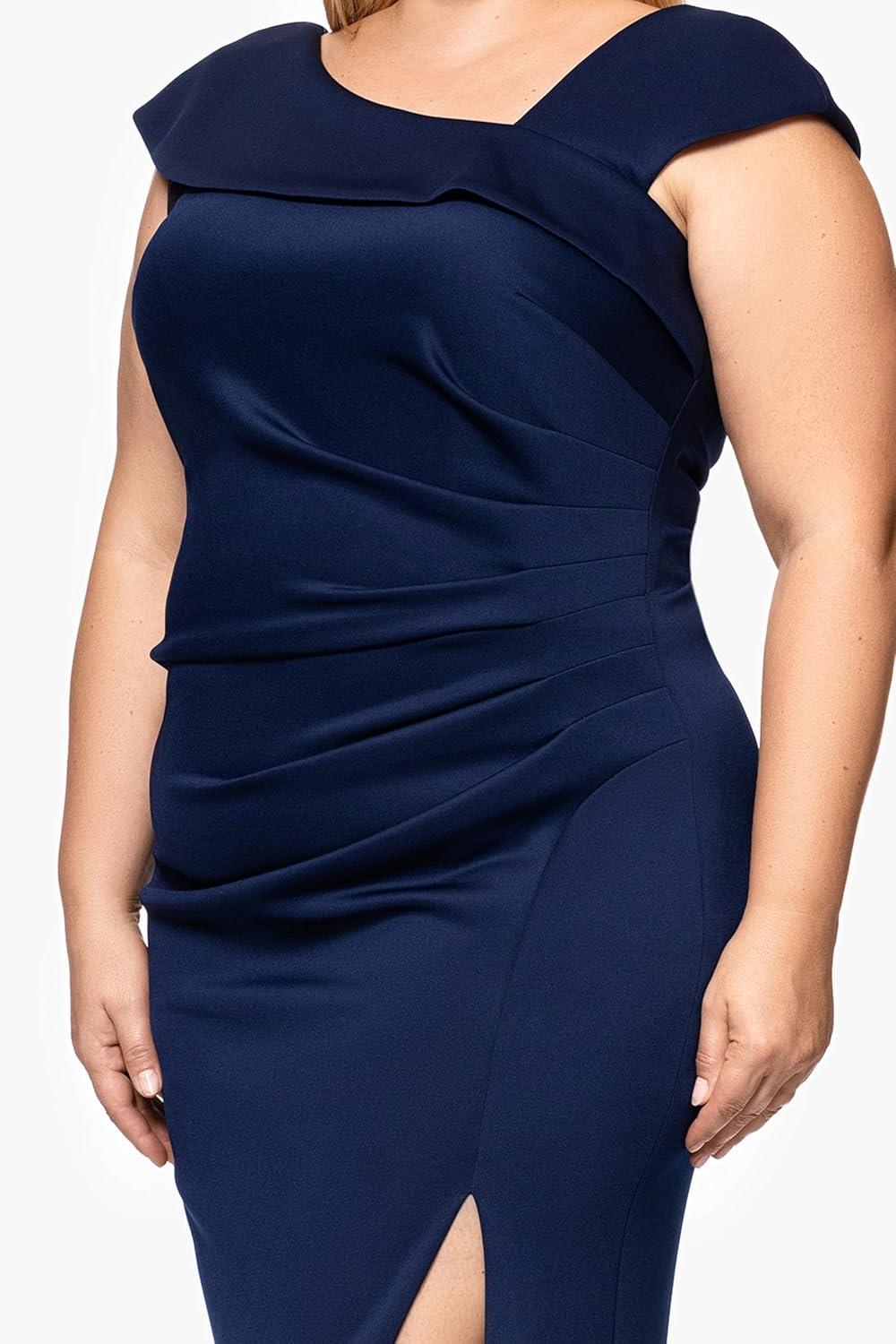 image:imageXscape Womens Xscape Womens Scuba Crepe Halter Neck Ruffle Knee Length DressPlum