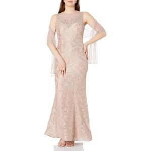 Xscape Women’s Long Lace Dress w. Shawl(Taupe)