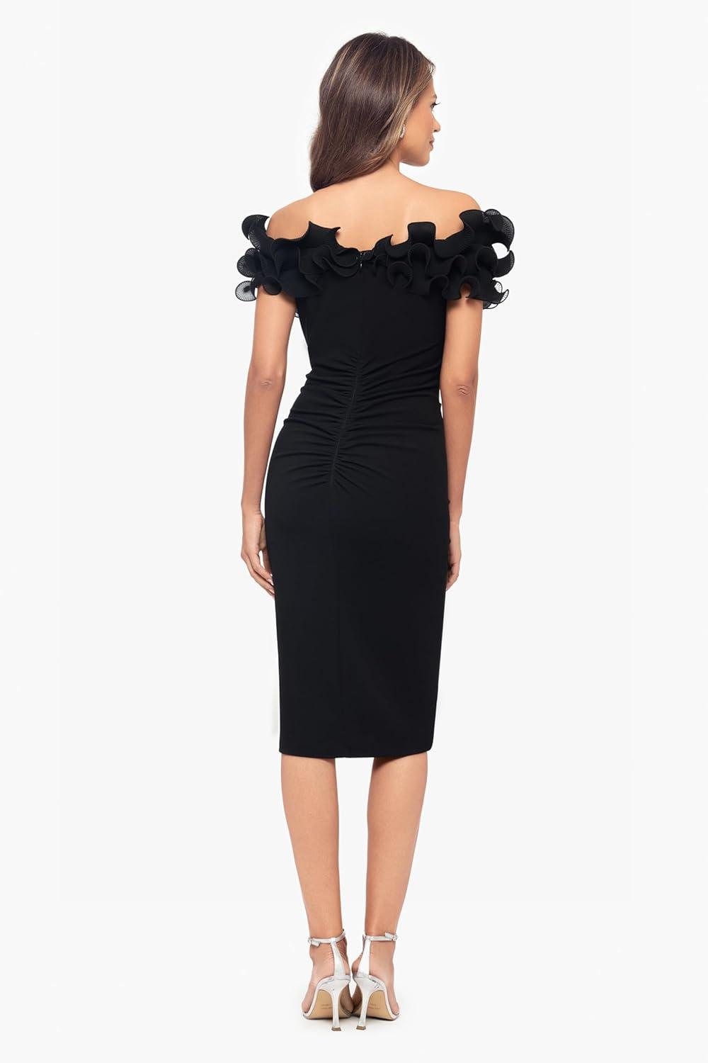 image:imageXscape Womens Xscape Womens Velvet Sweetheart Neck Off Shoulder Leg Slit Floor Length DressBlack