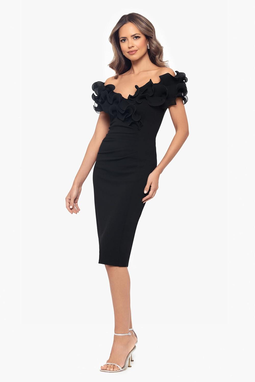 image:imageXscape Womens Xscape Womens Velvet Sweetheart Neck Off Shoulder Leg Slit Floor Length DressBlack