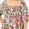 Lovedrobe Haut Péplum À Manches Courtes Bouffantes pour Femme avec Col Carré et Volants – Imprimé Floral Blouse Femme (Lot de 1)(Imprimé Floral)