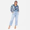 Lovedrobe Women&rsquo;s Ladies Ruffle V-Neck Long Sleeve Button-up Frills Floral Print Metallic Smart Casual Office Wear Top Blouse Femme(Bleu)