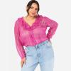 Lovedrobe Women&rsquo;s Ladies Ruffle V-Neck Long Sleeve Button-up Frills Floral Print Metallic Smart Casual Office Wear Top Blouse Femme(Rose)