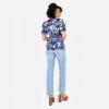 Lovedrobe Women&rsquo;s Ladies Wrap Top Short Puff Sleeve V-Neck Floral Floral Print Peplum Satin Blouse Smart Casual Office Wear Blouse Femme (Lot de 1)(Navy Blue)