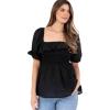 imageLovedrobe Femmes Peplum Top Carr Encolure Courte Manches Bouffantes Fit and Flare Ruffles Frills Floral Print Blouse Blouse Femme Lot de 1Noir