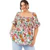 Lovedrobe Haut Péplum À Manches Courtes Bouffantes pour Femme avec Col Carré et Volants – Imprimé Floral Blouse Femme (Lot de 1)(Imprimé Floral)